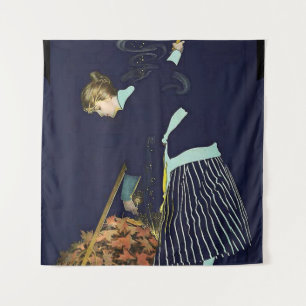 Autumn Leaves Bonfire by C Coles Phillips Tapestry