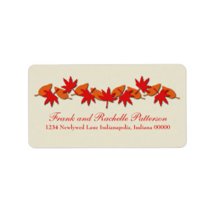 Autumn Leaves Border Address Labels, Red/Orange Label