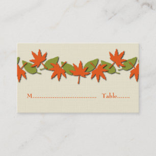 Autumn Leaves Border Place Card, Orange/Green Card