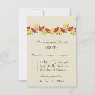 Autumn Leaves Border RSVP Card, Yellow/Red Card
