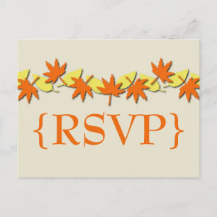 Autumn Leaves Border RSVP Postcard, Orange/Yellow Invitation Postcard