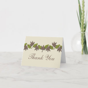 Autumn Leaves Border Thank You Card, Brown/Green Card