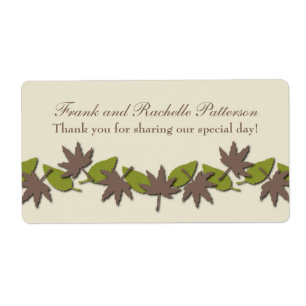 Autumn Leaves Border Wedding Labels, Brown/Green