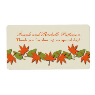 Autumn Leaves Border Wedding Labels, Orange/Green