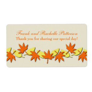 Autumn Leaves Border Wedding Labels, Orange/Yellow