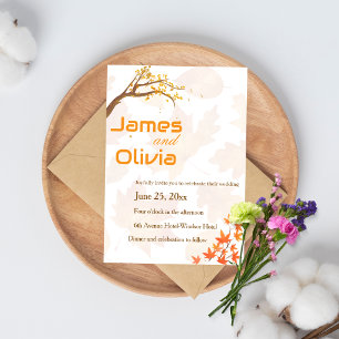 Autumn Leaves Branch Wedding Invitation