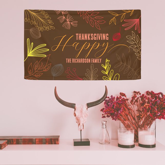 Autumn Leaves Branches and Berries Thanksgiving Banner (Creator Uploaded)