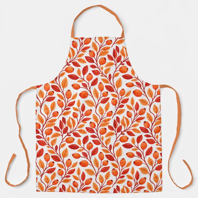 Autumn Leaves Branches Botanical Pattern Apron (Front)