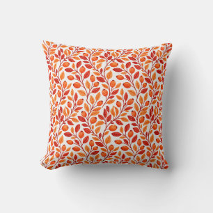 Autumn Leaves Branches Botanical Pattern Cushion