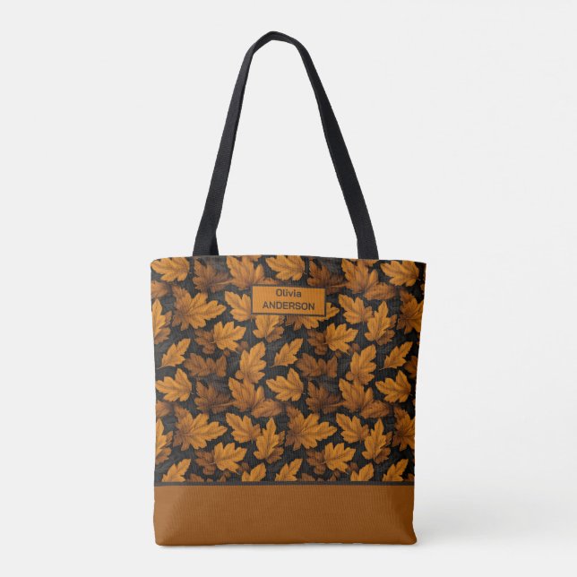 Autumn Leaves Brown Orange Foliage Personalised Tote Bag (Back)