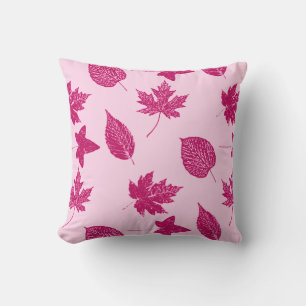 Autumn leaves - burgundy and shell pink cushion