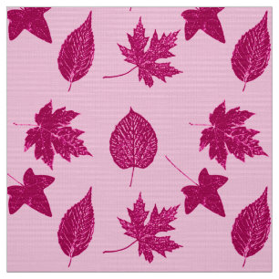 Autumn leaves - burgundy and shell pink fabric