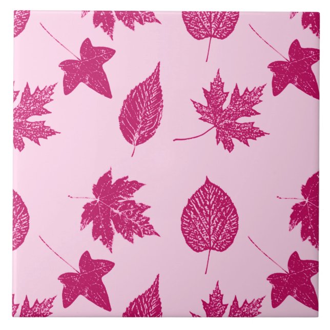 Autumn leaves - burgundy and shell pink tile (Front)