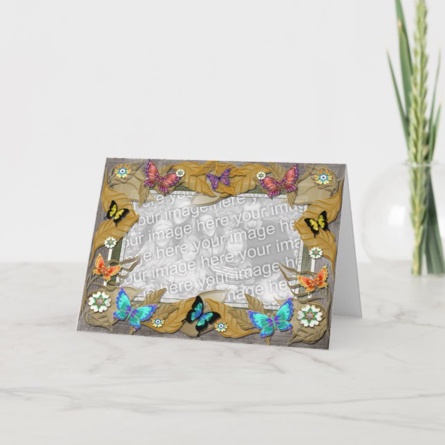 Autumn Leaves Butterfly Template Greeting Card (Front)