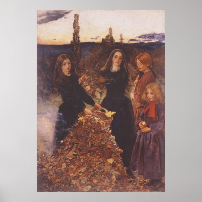 Autumn Leaves by Millais Poster (Front)