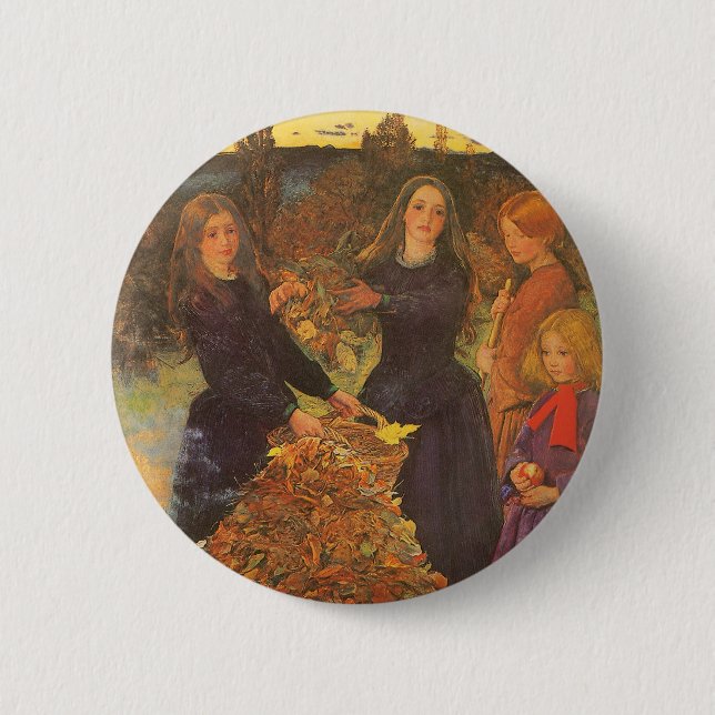 Autumn Leaves by Sir John Everett Millais 6 Cm Round Badge (Front)
