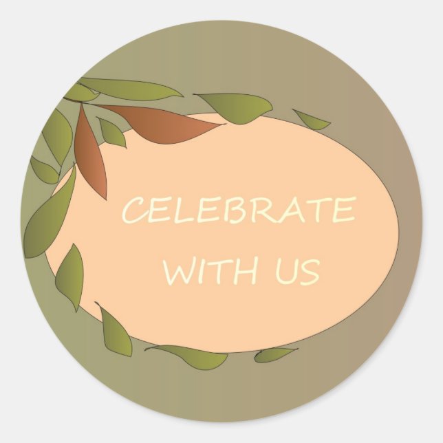Autumn Leaves Celebration Card Classic Round Sticker (Front)