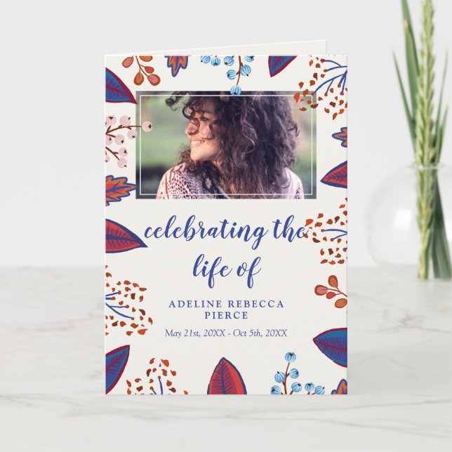 Autumn Leaves Celebration of Life Funeral Program Programme (Front)