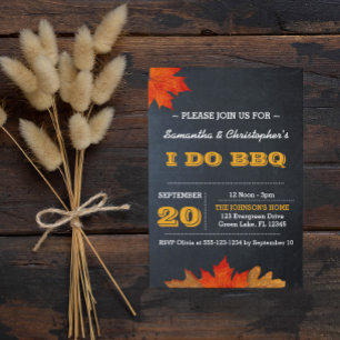 Autumn Leaves Chalkboard I Do BBQ Invitations