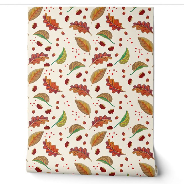 Autumn Leaves, Chestnuts, Hazelnuts & Berries Fall Wallpaper (Unrolling)