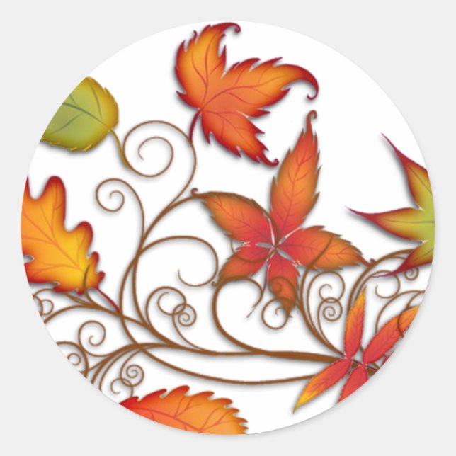 Autumn Leaves Classic Round Sticker (Front)