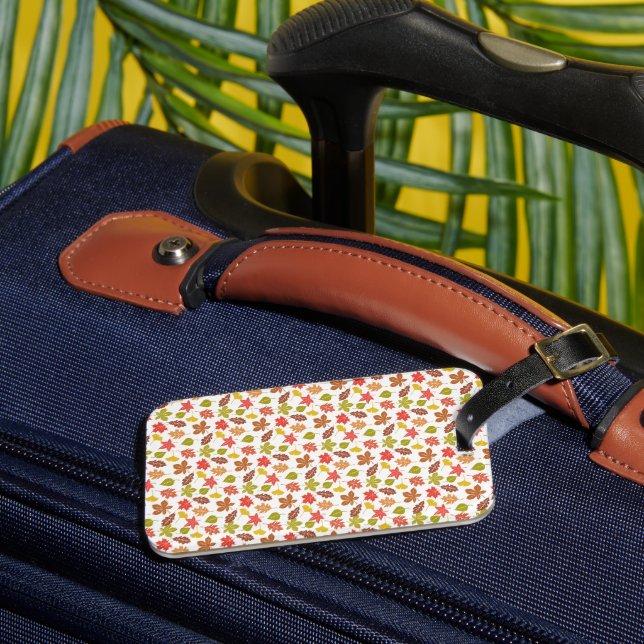 Autumn Leaves Colourful Pattern Luggage Tag (Front Insitu 3)