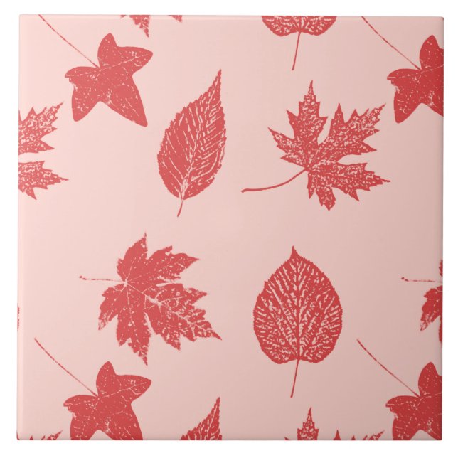 Autumn leaves - coral orange and pink tile (Front)
