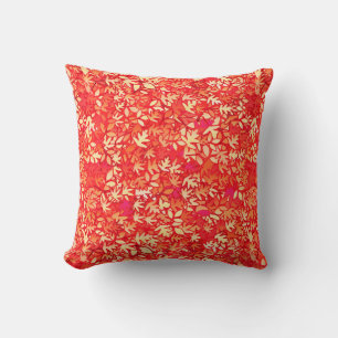 Autumn leaves, coral orange cushion