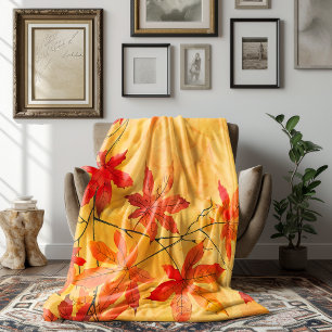Autumn Leaves – Cosy Fall Fleece Blanket