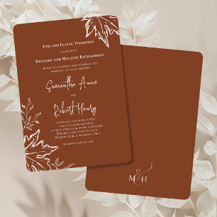Autumn Leaves Custom Fall Wedding  Invitation