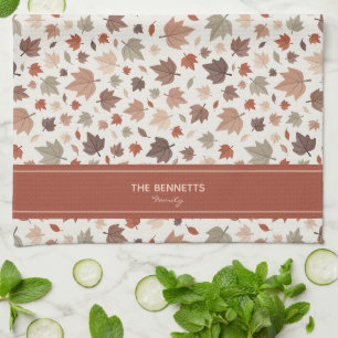 Autumn Leaves Custom Family Name Tea Towel