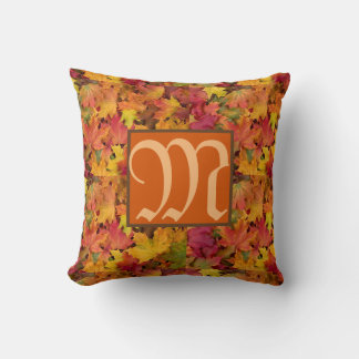 Autumn Leaves Custom Monogram Name Reversible Cushion