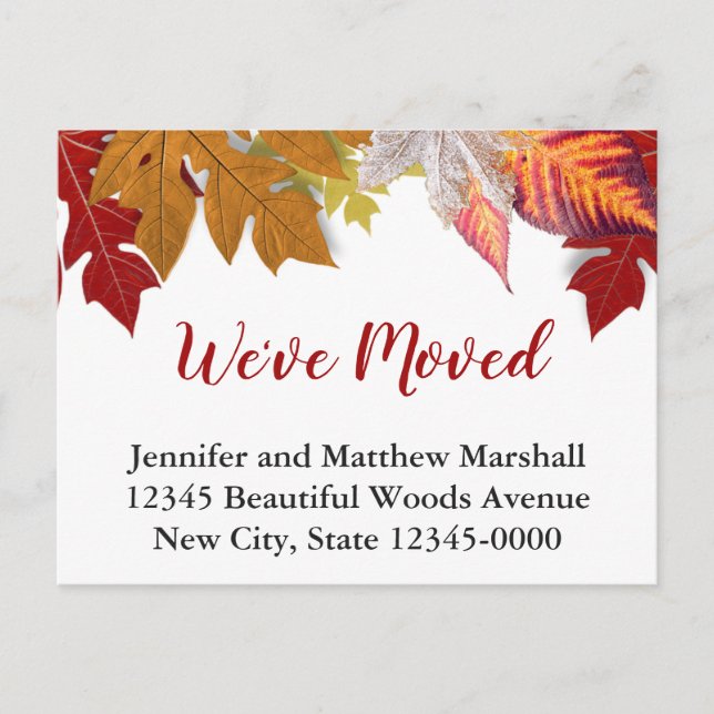Autumn Leaves Custom Moving Announcement Postcard (Front)