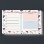 Autumn Leaves - Daily Organiser - Custom Name<br><div class="desc">Practical and pretty post-it notepad with a to do list and space to write down notes and your daily planning and keep track of your daily water intake. A pattern of autumn leaves,  berries,  and twigs in orange,  blue,  and burgundy.</div>
