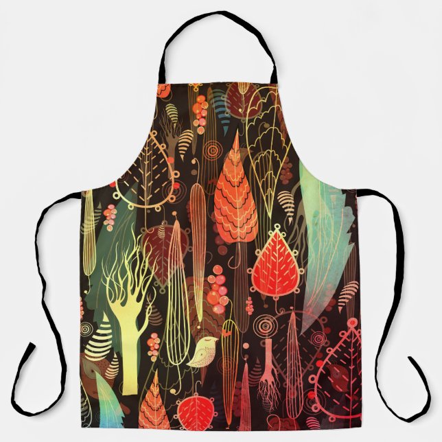 Autumn leaves: dark seamless pattern. apron (Front)
