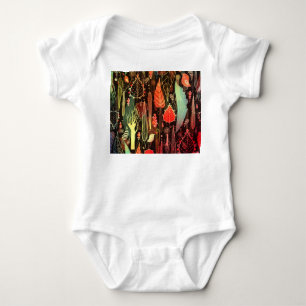 Autumn leaves: dark seamless pattern. baby bodysuit