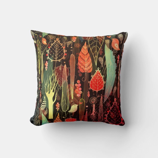 Autumn leaves: dark seamless pattern. cushion (Front)