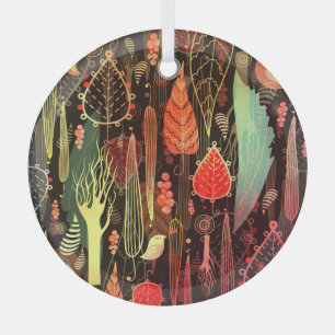 Autumn leaves: dark seamless pattern. glass tree decoration