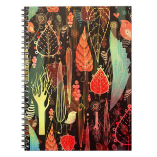 Autumn leaves: dark seamless pattern. notebook