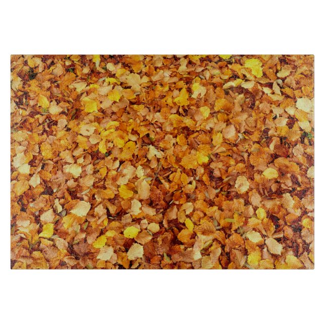 Autumn Leaves Decorative Glass Chopping Board (Front)