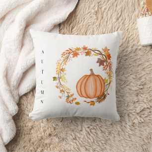 Autumn Leaves Decorative Wreath Pumpkin Cushion