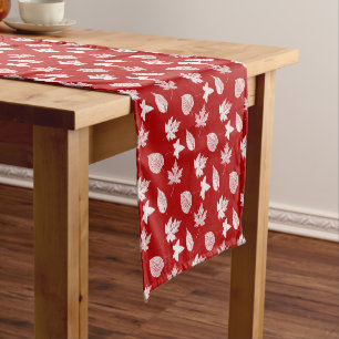 Autumn leaves - deep red and white short table runner