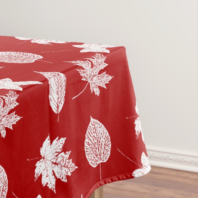 Autumn leaves - deep red and white  tablecloth (In Situ)