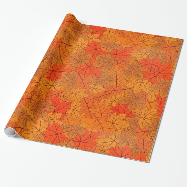 Autumn Leaves Design Wrapping Paper (Unrolled)