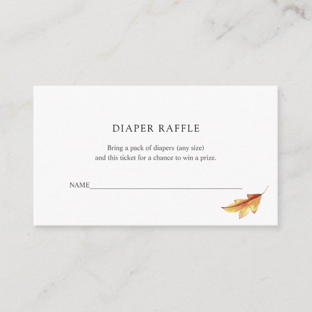 Autumn Leaves Diaper Raffle Ticket for Baby Shower Enclosure Card (Front)