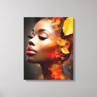 Autumn Leaves Digital Collage with Smoke Art Canvas Print