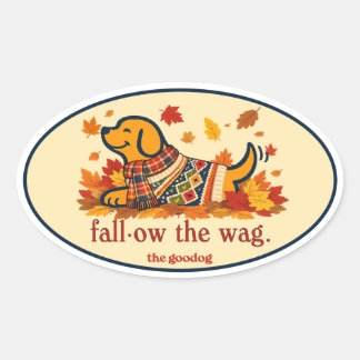 Autumn Leaves Dog Lover Oval Sticker