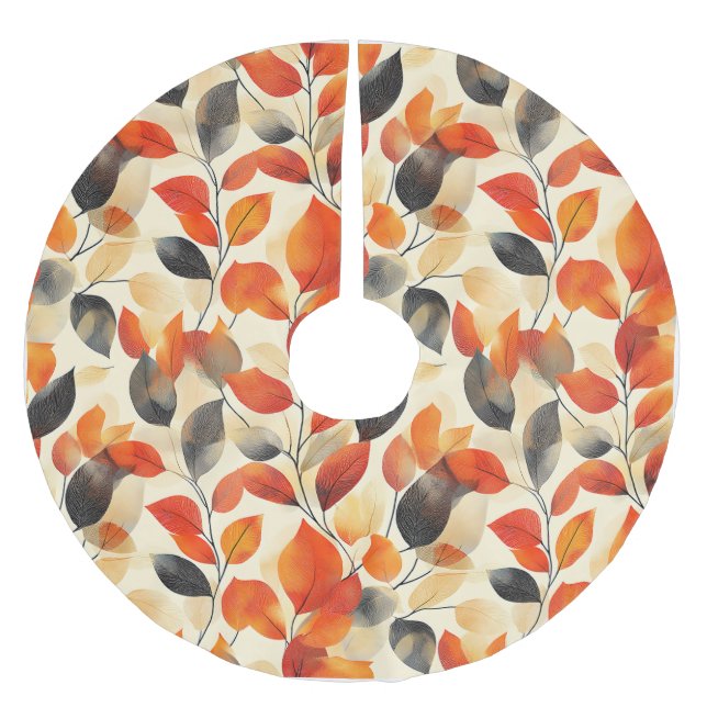 Autumn Leaves Elegance Seamless Pattern Brushed Polyester Tree Skirt (Front)