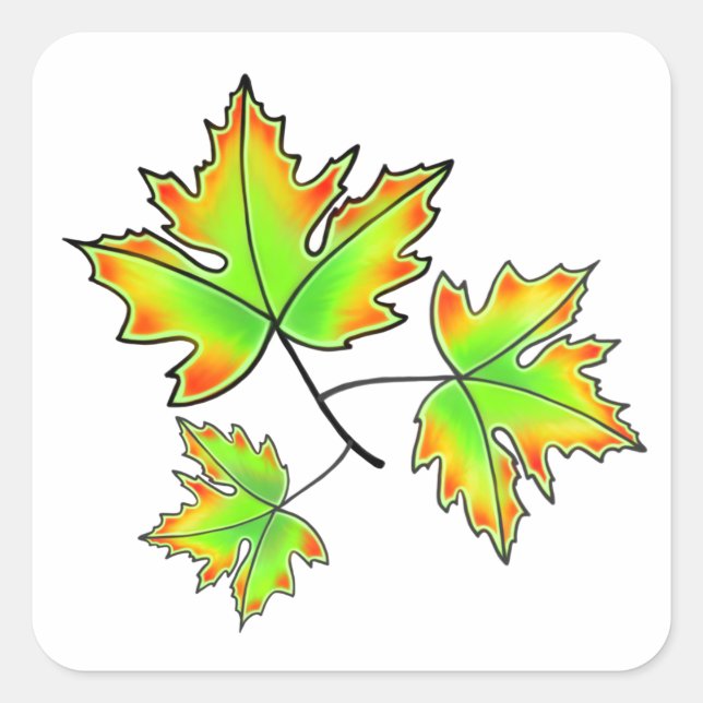 Autumn Leaves elegant fall botanical Square Sticker (Front)