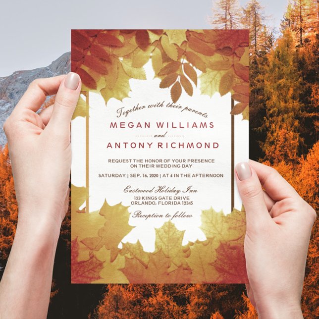 Autumn Leaves Elegant Fall Wedding Invitation (Creator Uploaded)